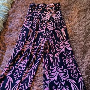 Vintage black and pink slinky pants